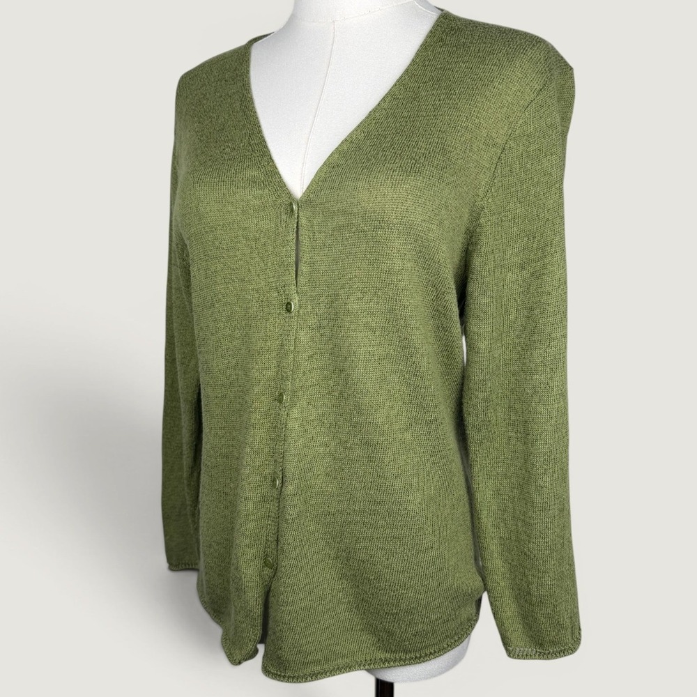 Eileen Fisher‎ Linen Blend Button Cardigan Sweater Size M Coastal Layering